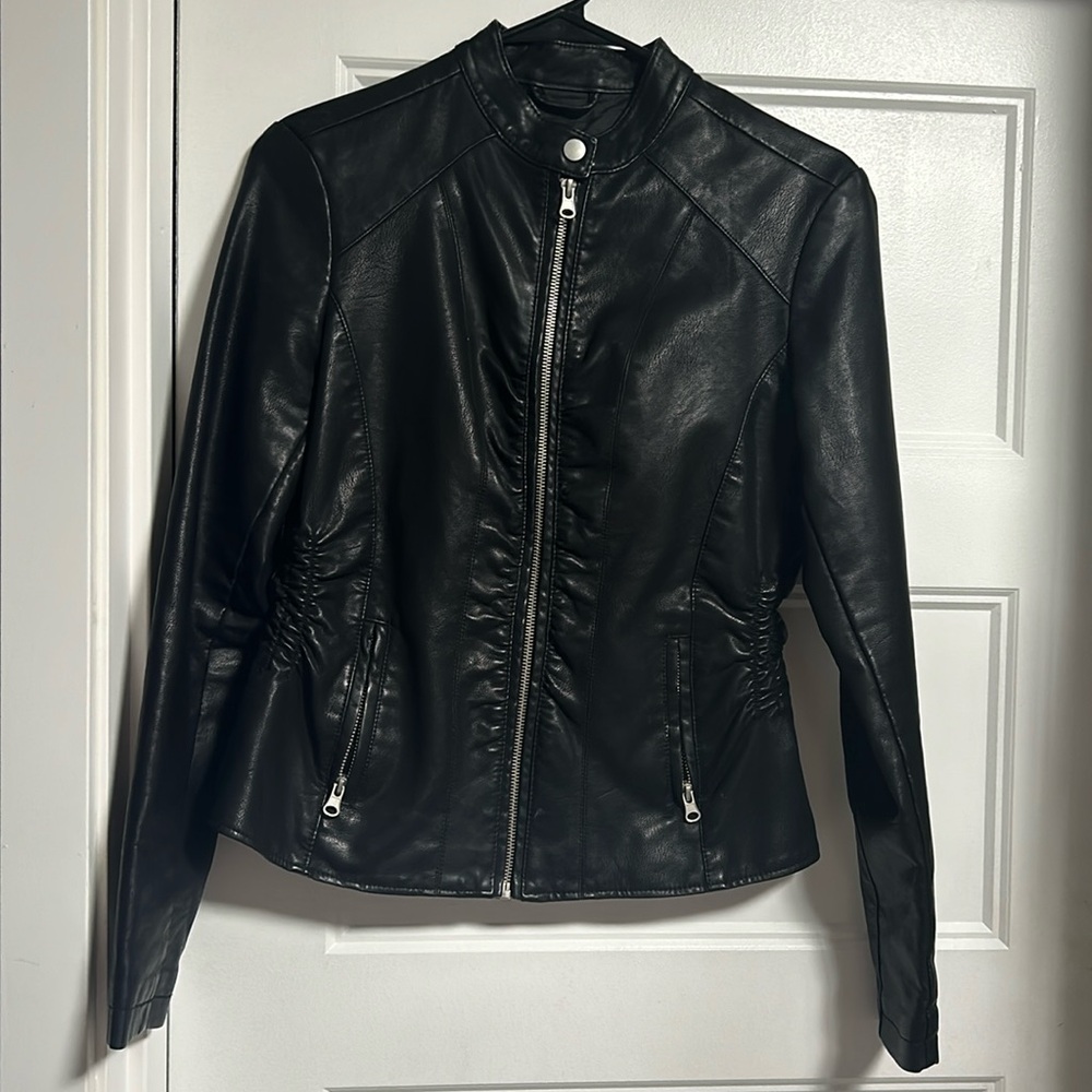 Baccini Womens Faux Leather Jacket Size PS